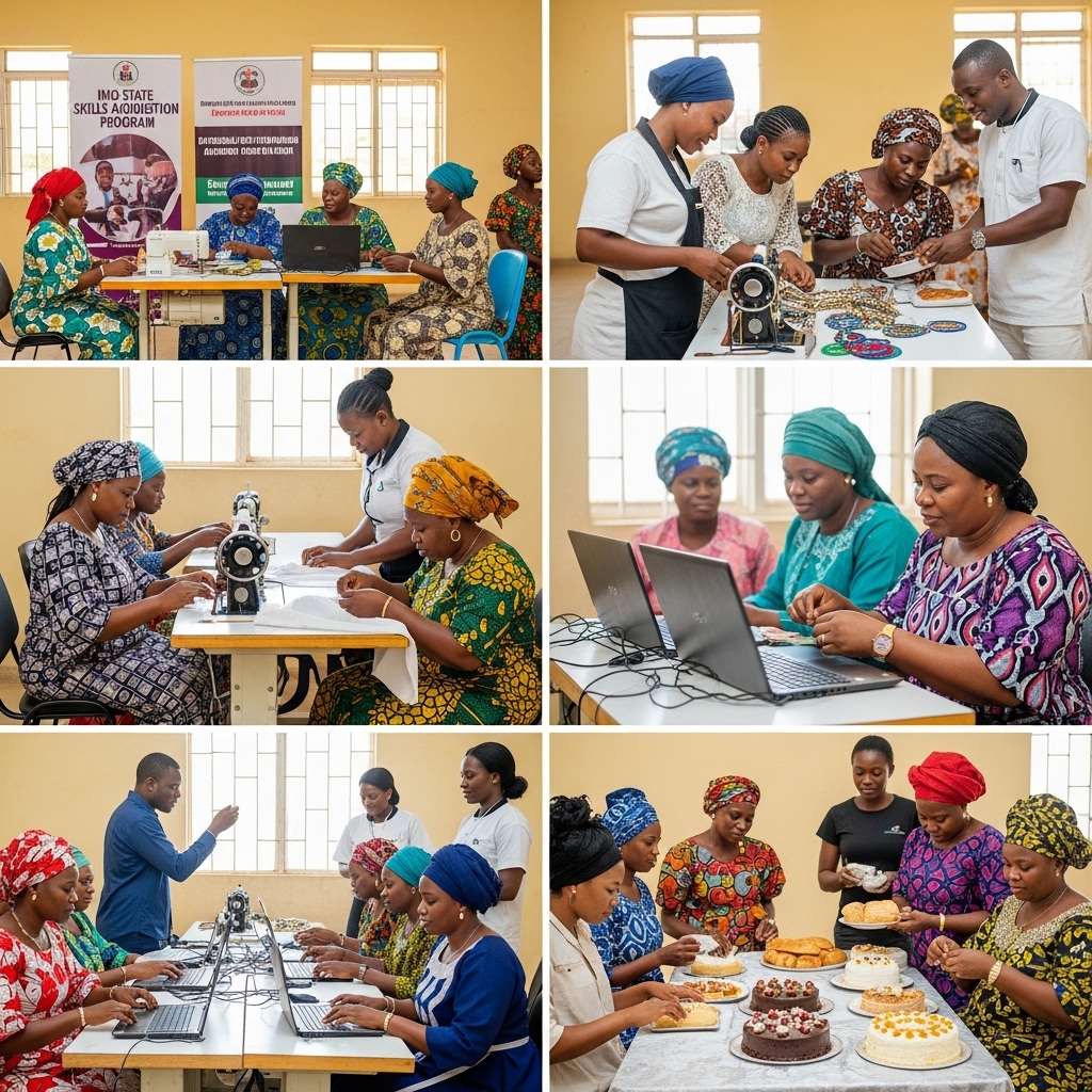 Women receiving food and essential items during outreach
